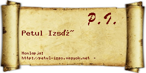 Petul Izsó névjegykártya